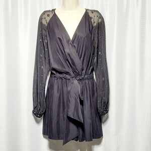 NWOT Karen Millen Black Sateen & Lace Little Black Dress Romper Women's (8)